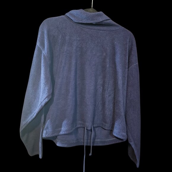 Aerie Navy Blue Fleece Turtleneck Pullover with Drawstring Hem Size XS - Picture 2 of 4